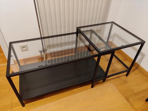 IKEA VITTSJÖ bijzettafel (met wit eiken blad), Huis en Inrichting, Tafels | Sidetables, Zo goed als nieuw, Rechthoekig, Eikenhout