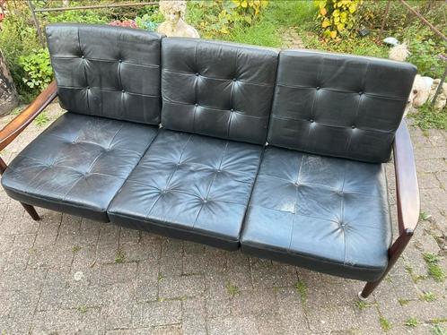 Vintage Deens 3 zitsbank, Huis en Inrichting, Zetels | Zetels en Chaises Longues, Zo goed als nieuw, Ophalen
