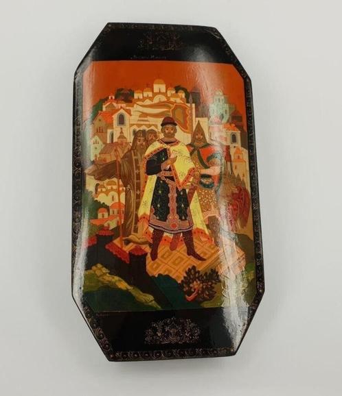 Vintage grote handgemaakte Russische lakdoos School Kholui, Antiek en Kunst, Kunst | Schilderijen | Klassiek, Ophalen of Verzenden