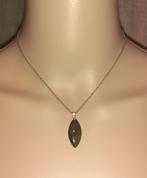 Ketting edelsteen hanger goudobsidiaan, Handtassen en Accessoires, Kettingen, Verzenden, Zwart, Nieuw, Met edelsteen