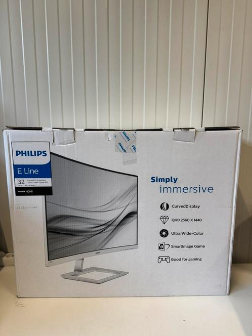 Philips 32” 325E1C curved monitor, Computers en Software, Monitoren, Nieuw, 61 t/m 100 Hz, DisplayPort, HDMI, Kantelbaar, VA, Quad HD (2K)