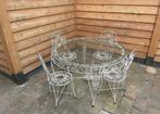 Metalen 1960s tuinset ( tafel + 4 stoelen) uit Portugal, Ophalen, Gebruikt, Rond, Metaal