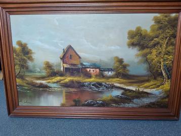 Groot olieverf schilderij  beschikbaar voor biedingen
