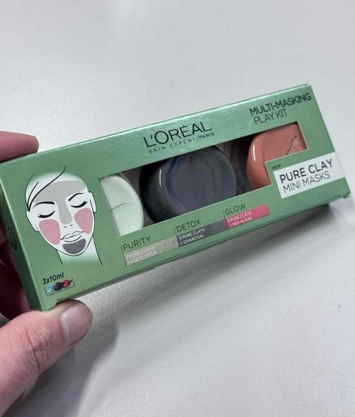 L'Oréal Paris Pure Clay Gezichtsmasker - 3x 10 ml masker, Handtassen en Accessoires, Uiterlijk | Gezichtsverzorging, Nieuw, Ophalen of Verzenden
