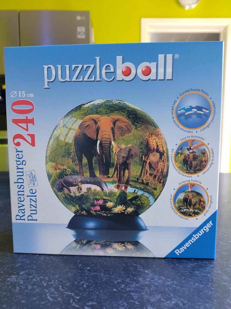 Boule de puzzle avec animaux sauvages, 240 pièces, 15 cm, Enlèvement ou Envoi, Plus de 50 pièces, Utilisé, 6 ans ou plus