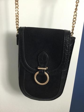 Zwart handtasje / tas voor gsm : als nieuw!
