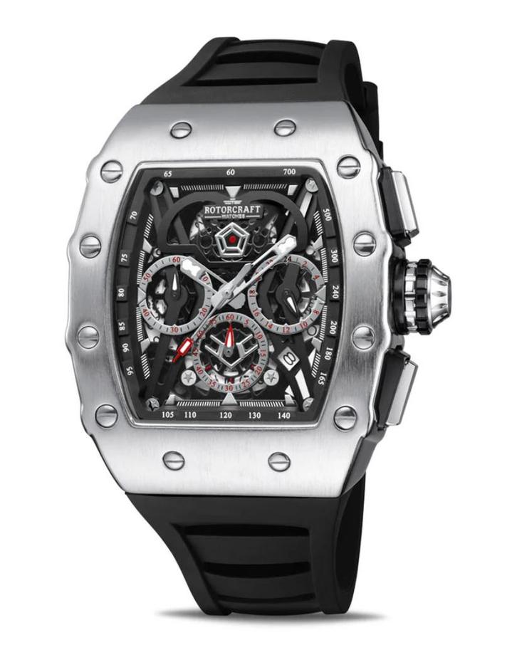 Rotorcraft Commander RC6901 Chrono Nieuw! t.w.v € 589-,, Handtassen en Accessoires, Sporthorloges, Nieuw, Zilver, Waterdicht, Ophalen of Verzenden