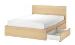 Lit 2 personnes 180/200 avec matelas et rangements, Maison & Meubles, Comme neuf, Queen size, 180 cm, Bois