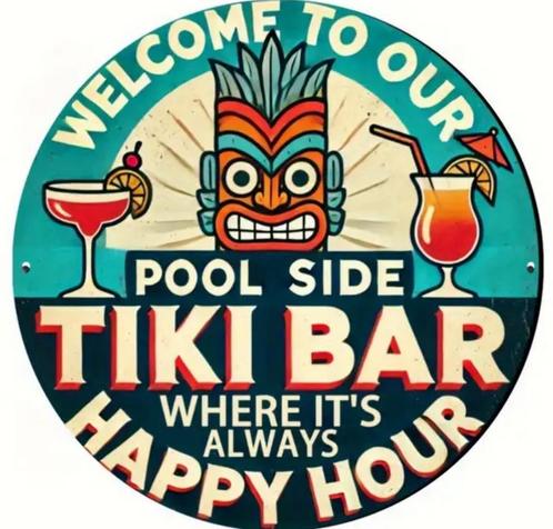 Reclamebord vintage Tiki Bar - mancave poolhouse nieuw, Verzamelen, Merken en Reclamevoorwerpen, Nieuw, Reclamebord, Ophalen of Verzenden