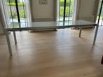 Design tafel mat glas uitschuifbaar met 10 design stoelen, Huis en Inrichting, Tafels | Eettafels, Ophalen, Modern design, 200 cm of meer