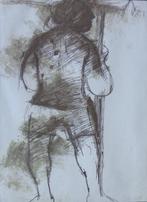 ROGER SOMVILLE / MAN MET PARASOL / KLEURLITHO / 90x59cm KAD, Antiek en Kunst, Ophalen