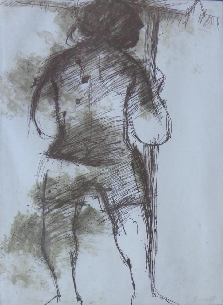 ROGER SOMVILLE / MAN MET PARASOL / KLEURLITHO / 90x59cm KAD, Antiek en Kunst, Kunst | Litho's en Zeefdrukken, Ophalen