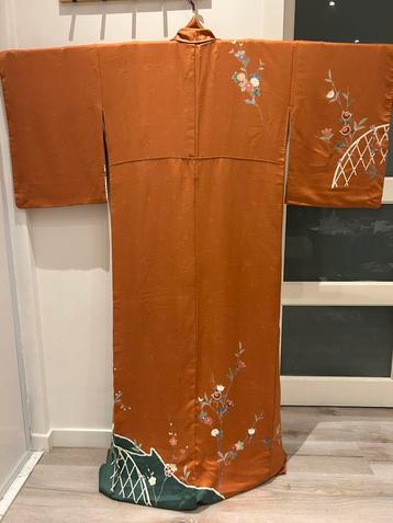 Vintage Japanse kimono — Palace Orange  Peacock Green beschikbaar voor biedingen