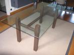 unieke met de hand gemaakte eettafel , met dik glazen blad, Ophalen, 50 tot 100 cm, Zo goed als nieuw, Vijf personen of meer