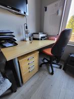 bureau set (tafel, ladenkast, stoel, bescherming vloer), Huis en Inrichting, Bureaus, Ophalen, Met wielen, Gebruikt, Bureau