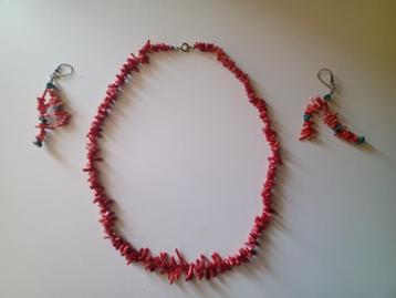 Mooie koraalset met tak Collier et B.O 1990 beschikbaar voor biedingen