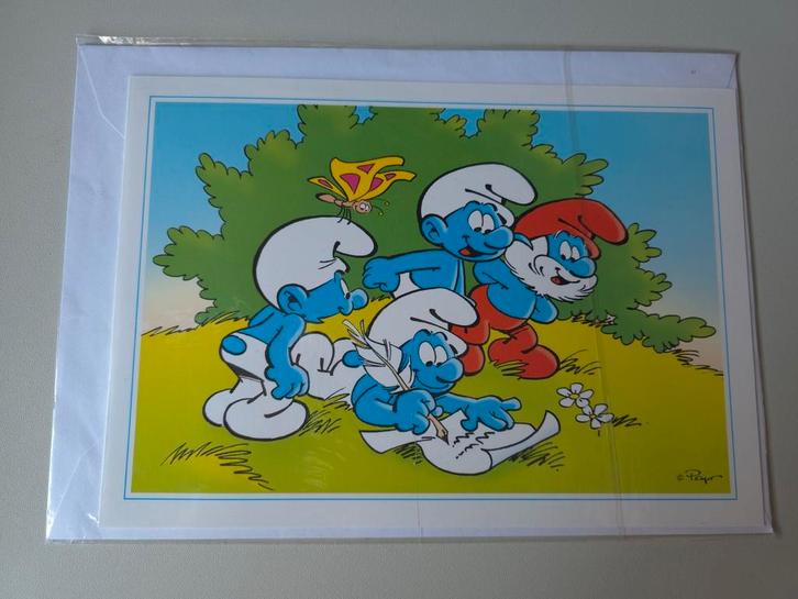 Postogram Schtroumpf dans l'herbe, Verzamelen, Smurfen, Nieuw, Overige typen, Verschillende Smurfen, Verzenden