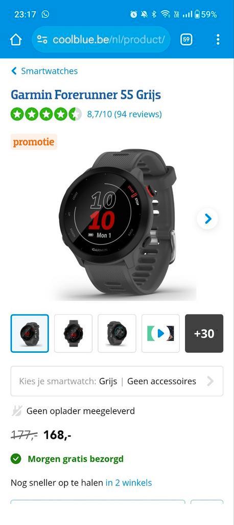 Garmin Forerunner 55 horloge, Handtassen en Accessoires, Sporthorloges, Zo goed als nieuw, Ophalen