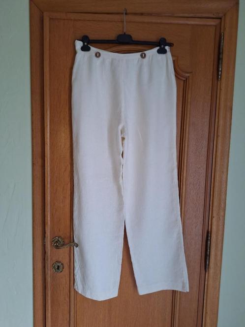 Pantalon lin  blanc cassé - Taille 40, Kleding | Dames, Broeken en Pantalons, Zo goed als nieuw, Maat 38/40 (M), Wit, Lang, Ophalen of Verzenden