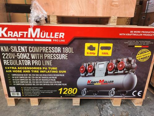 kraftmuller pro 180 Liter Professionele Low Noise Compressor, Bricolage & Construction, Compresseurs, Neuf, 6 à 10 bars, 100 litres ou plus