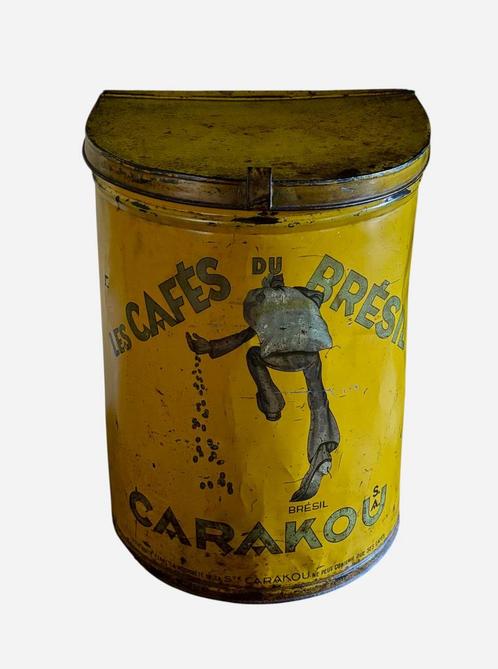 Grote oude Koffie container CARAKOU, Verzamelen, Blikken, Koffie, Ophalen of Verzenden