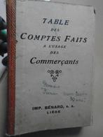 TABLE DES COMPTES FAITS.IMP.BENARD S.A. LIEGE, Antiquités & Art, BENARD, Enlèvement ou Envoi