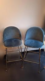 Blue velvet high chairs (bar stools), 90 cm ou plus, Avec repose-pieds, 2 tabourets, Enlèvement