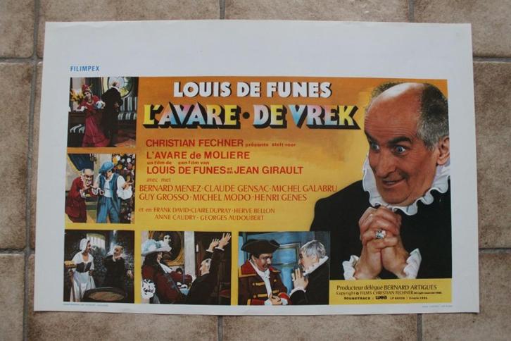 filmaffiche Louis De Funes l'avare 1980 filmposter, Verzamelen, Posters, Zo goed als nieuw, Film en Tv, A1 t/m A3, Rechthoekig Liggend