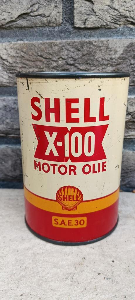 Zeer mooi SHELL X-100 motor olie olieblik, Verzamelen, Blikken, Zo goed als nieuw, Ophalen of Verzenden