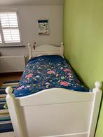 Eenpersoonsbed massief wit hout inclusief lattenbodem, Ophalen, 85 tot 100 cm, Gebruikt, Lattenbodem
