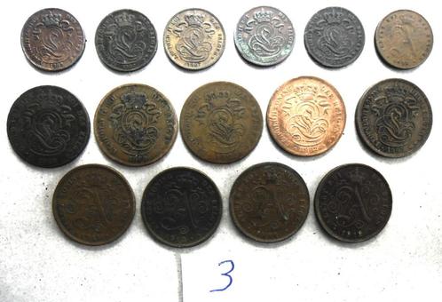 Lot de 1 centime et 2 centimes différents (lot 3), Timbres & Monnaies, Monnaies | Belgique, Monnaie en vrac, Autre, Envoi