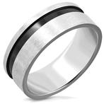 Bague homme en acier finition mate & accent noir, Enlèvement ou Envoi, Fer ou Acier, 20 ou plus grands, Neuf