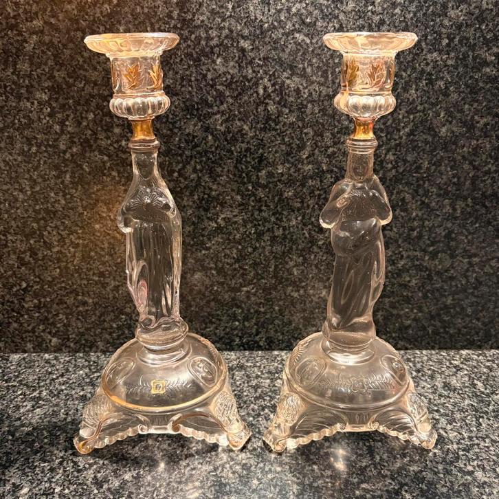 Val St Lambert kandelaars (H: 30cm), Antiek en Kunst, Antiek | Glaswerk en Kristal, Ophalen