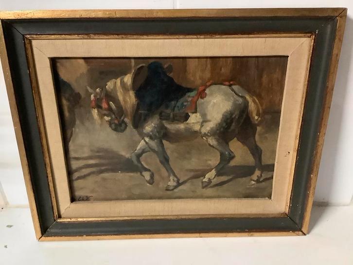 Olieverfschilderij op paneel - gesigneerd Ch.V., Antiek en Kunst, Kunst | Schilderijen | Klassiek, Ophalen