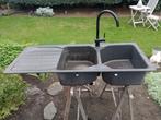 Wastafel Franke in polybeton, Huis en Inrichting, Keuken | Keukenelementen, Ophalen, Gebruikt, 100 tot 150 cm, Zwart