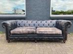 Stoere Chesterfield Bank vintage zwart GRATIS GELEVERD, Huis en Inrichting, Ophalen of Verzenden, Leer