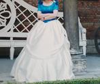Elegante Satijnen Verlovings of Trouwkleed Met Sleep, Ophalen, Zo goed als nieuw, Blauw
