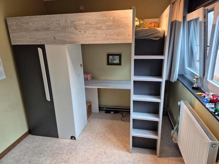 Lit surélevé avec placard et bureau, Enfants & Bébés, Chambre d'enfant | Lits superposés & Lits mezzanines, Lit mezzanine, Enlèvement