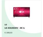 lg 43uj630v 4k tv, Audio, Tv en Foto, Televisies, Ophalen, 50 Hz, 100 cm of meer, 4k (UHD)
