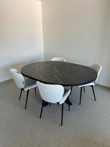 Ronde tafel, 4 stoelen (nieuw), Huis en Inrichting, Ophalen, Zo goed als nieuw