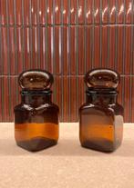 2 amberkleurige glazen apothekerspotten, Ophalen of Verzenden
