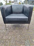 Belle chaise en cuir noir/fauteuil en cuir noir, Enlèvement ou Envoi, Utilisé, Noir