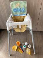 Ikea kinderstoel met eet en drink set geel blauw, Kinderen en Baby's, Ophalen of Verzenden, Zo goed als nieuw, Aanschuifbaar