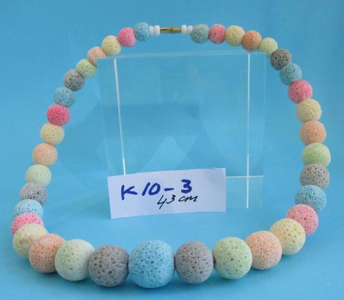 K10-3: Koraalbollen-aflopend-gemixed - 43+K10-4: 44cm., Handtassen en Accessoires, Kettingen, Nieuw, Steen of Mineraal, Overige kleuren