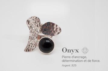 Mooie Mexicaanse ring, Onyx zilver 925