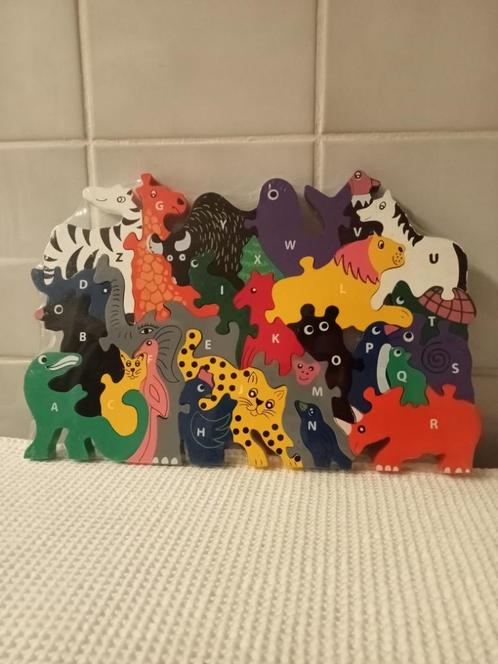 houten puzzel „dieren” uit Sri Lanka, Kinderen en Baby's, Speelgoed | Kinderpuzzels, Nieuw, 10 tot 50 stukjes, Van hout, Ophalen of Verzenden