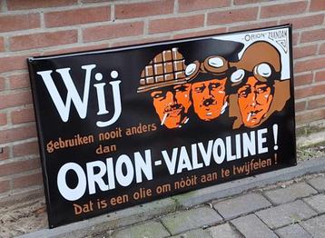 Stoer, groot, nieuw emaille bord Orion-Valvoline. beschikbaar voor biedingen