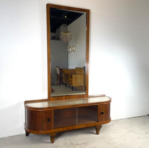 Garderobespiegel met onderkast in art deco stijl, Antiek en Kunst, Antiek | Meubels | Kasten, Ophalen of Verzenden