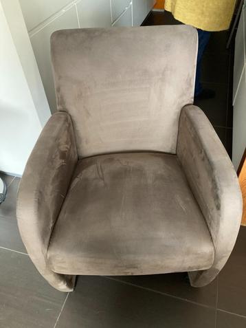 zeteltjes (x4) in suede stof met wieltjes, Huis en Inrichting, Stoelen, Ophalen, Gebruikt, Bruin, Landelijk