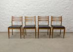 4 vintage design teak eetkamerstoelen met skai bekleding 60s, Gebruikt, Zwart, Vintage design, midcentury modern, retro, 1950s, 1960s, 1970s